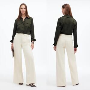 Madewell Women's Wide Sweep Denim Trousers NS912 Vintage Ivory Rigid Size 30 NWT
